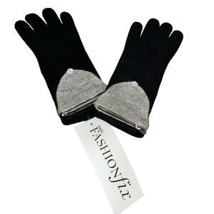 Saks Fashion Fix women’s black gray pocket gloves NWT